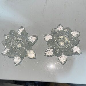 Shannon Crystal Lotus Candle Holders Pair